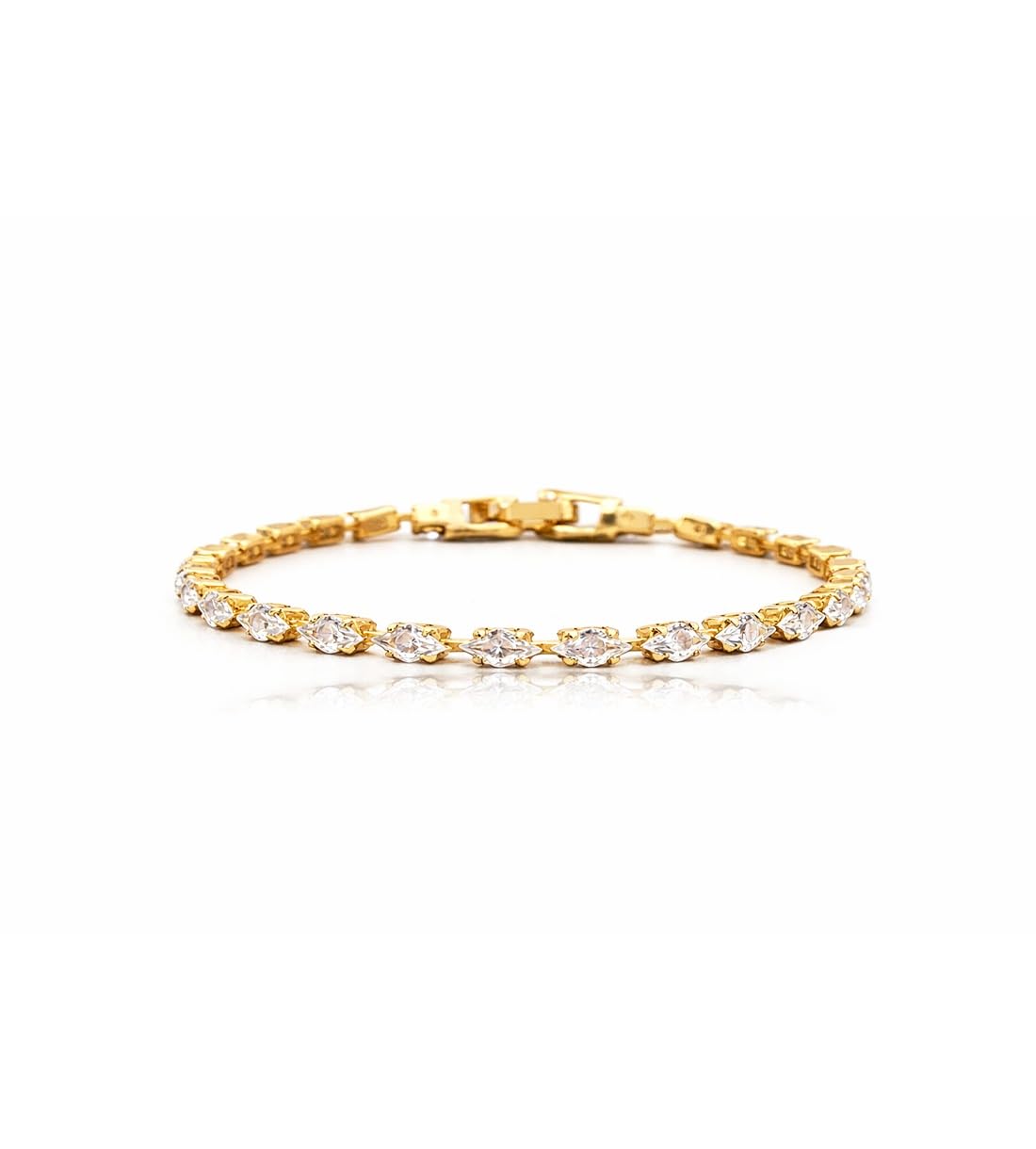 Marquise Tennis Bracelet Gold Plated Crystal Bracelet Elegant Diamond Style Wrist Jewelry Adjustable Chain Bracelet for Women - Review, Price and Buying Guide