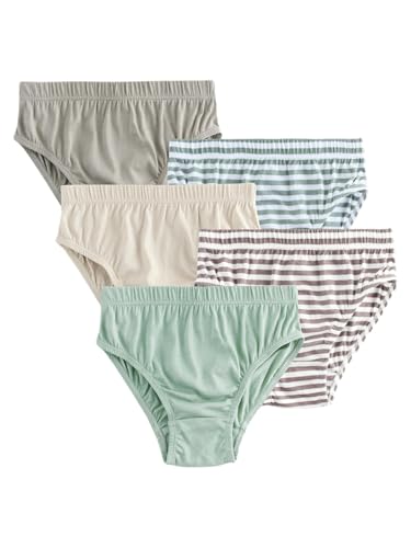 NEXT Jungen Unterhosen mit Print aus 100% Baumwolle, 5er-Pack Green/Ecru Stripe 98-104