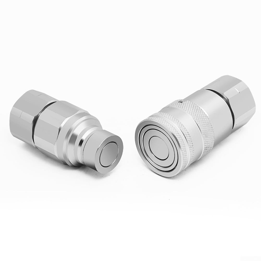 1 set di giunti rapidi idraulici a faccia piatta, senza fuoriuscite, standard ISO 16028, diverse dimensioni disponibili, alte pressioni di esercizio, facili da pulire (NPT 2,5-10,2 cm)