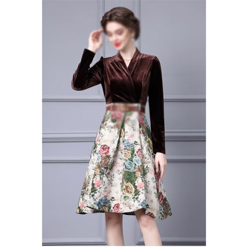 Robe en velours patchwork pour vos douces soirées d'automne et d'hiver L - 3