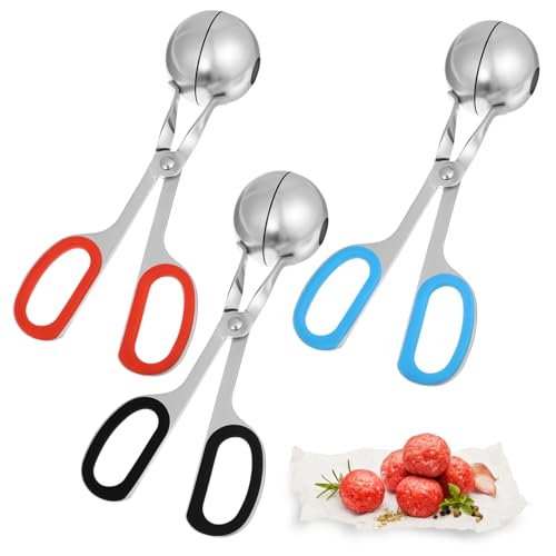 Garneck Pince à Boulettes De Viande Inox 304 Grand Format – Ensemble 3 Pièces Antiadhésive Polyvalente Cuisine Maison Et Préparation De Cake Pops