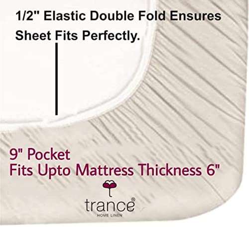 Image of Trance Home Linen 100% Cotton 80x38 inch 200TC Satin Stripe Elastic Fitted Bedsheet | College /Hostel Use Fitted Bedspread with 1 Pillow Cover (80 inchx38 inch | 6.6x3.1 feet, Rose Pink)