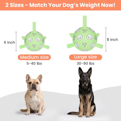 Image of 6 Inch Dog Soccer Ball, Interactive Dog Toys for Small Dogs | Floating Water Toys, Jolly Ball with Straps, Durable Outdoor Training Dogs Tug Toy, Outside Pet Toys, Birthday Gift for Puppy