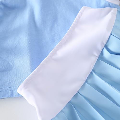 2Pcs Summer Clothes Toddler Baby Girl Golf Outfit Solid Sleeveless Polo Shirt and Pleated Mini Skirt Set4