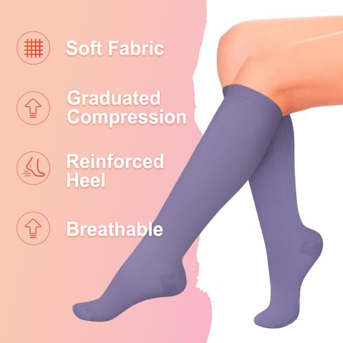 Image of Iseasoo 4 Pairs Compression Socks for Women Circulation-Best Support for Nurses,Running,Athletic,Travel