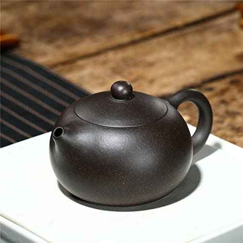 Image of Chinese Clay Teapot 6.7Oz Handmade Xishi Zisha Tea Pot Black Gold Sand Spherical Filter Kungfu Tea Set
