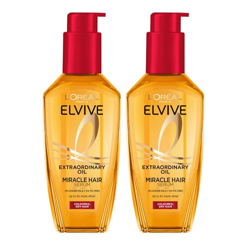 Image of L'Oréal Paris Elvive Extraordinary Oil for Coloured Hair, Nourishing Hair Oil for Colour-Treated Hair, 100ml (Pack of 2)