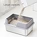 FOSA Open Top Cat Litter Tray, Open Cat Litter Box, Stainless Steel Cat Litter Box, Side Entry Design, Easy to Clean, Anti Shedding, for Cats and Small Pets (1)