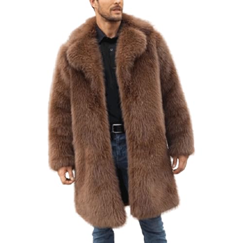 Manteau long fausse fourrure homme en polaire ample et chaude pour l'hiver