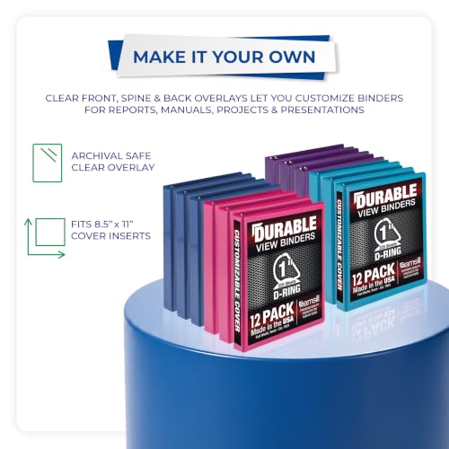 Image of Samsill Durable 1 inch 3 Ring Binder, D Ring Binder, 100% Recycled Chipboard, Fashion Assortment, 12 Pack