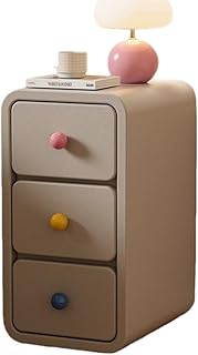 ベッドサイドテーブル 超狭 クリーム風 収納 ナイトテーブル 実木 サイドテーブル 寝室 ベッド横 おしゃれ さいどテーブルソファ横 コンパクト (幅: 25CM,3段引き出しスタイル - ライトグレー (高さ54cm))