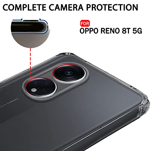 Image of TheGiftKart Best Camera Protection Back Cover Case for Oppo Reno 8T 5G | Ultra Clear Soft Case | Inbuilt Dust Plugs & Anti-Slip Grip | Slim & Protective Back (Silicone | Transparent)