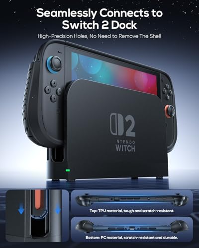 Image of FASTSNAIL Switch 2 Protective Case, Protective Cover with Dockable TPU Middle Frame, Detachable Ergonomic Non-Slip Grips for Joycon 2, Comfortable Handheld Shell Case for Switch 2 Accessories - Blue