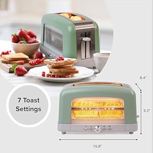   HeatMate-Graphite-Heating-Technology-Pop-Up-Toaster-w7-Heat-Settings-3-Toasting-Functions-Unique-Bagel-Mode-OliveBrushed-Nickel