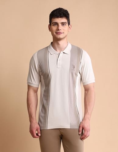 Image of U.S. Polo ASSN. Solid Slim Fit Polo T Shirts for Men - 100% Cotton, Half Sleeves Mens Tshirt