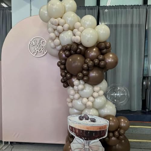 Image of Brown Balloons, 12 Inch Coffee Brown Tan Cream Sand White Balloons | for Neutral Bear Baby Bridal Shower Boho Wedding Woodland Fall Autumn Thanksgiving Rustic Birthday Party Decorations