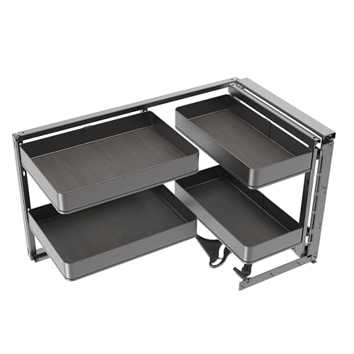 Emuca - Accessoire extractible Harmony pour meuble de cuisine, Droite, Acier et Bois, Gris anthracite