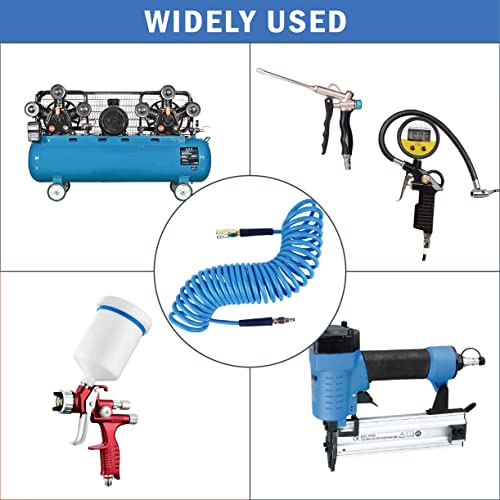 MELPRISU-025-inch-x-25-ft-PU-Recoil-Air-Hose-Bend-Restrictor-Air-Compressor-Hose-with-025-Industrial-Universal-Quick-Coupler-and-IM-Plug-Kit