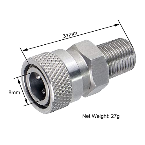Hmkugo 1/8 Npt Male To 8Mm Female Quick-Disconnect Connector Adapter, Stainless Steel, Pcp Paintball Charging Fittings With Sealing O-Ring #TOP3