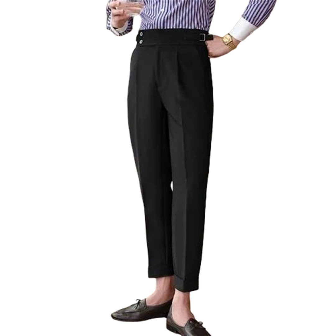 Mens Business Dress Pants - Straight Leg Formal Office Suit Trousers Solid Color Smart