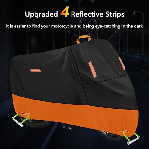 Seceles BLK ORG-XL Powersports Vehicle Covers Black & Orange Waterproof Motorcycle Cover thumb #4