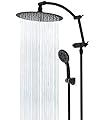 Hibbent 10 Inch Metal Rainfall Shower Head with Handheld Showerhead Combo, 7 Spray Settings, 71 Inch Metal Stainless Steel Shower Hose, 16 Inch Shower Head Extension Arm, Matte Black