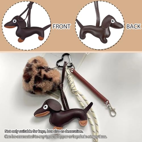 NHQZ Süßer Dackel Schlüsselanhänger, Plüsch, Taschenanhänger, Leder, Damen, y2k Accessoires, Handtaschenanhänger