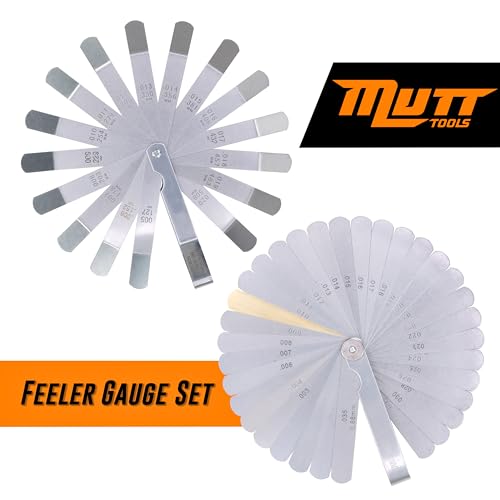Mutt Tools 2pc Feeler Gauge Set - Premium Straight & Angled Feeler Gauges for Valves - Inch and Metric Measurement - Gap Tool for Automotive