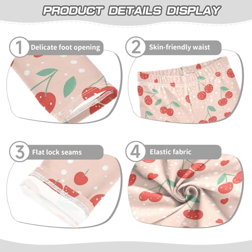 Vdsrup Girls Leggings Cartoon Spot Cherry Kids Length Leggings Pants Toddler Athletic Soft Tights Trousers 4T3
