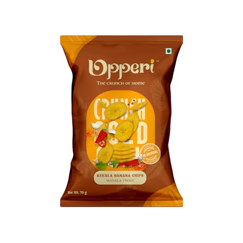 Image of Upperi Masala Twist Kerala Banana Chips | 70g | Spiced Nendran Banana | Real Indian Masala | Rice Bran Oil Fried | Zero Trans Fat | NABL Certified | Vegetarian