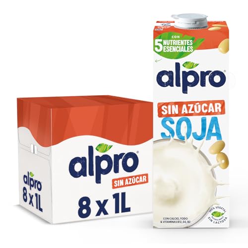 Alpro Bebida Vegetal de Soja sin Azúcar - Pack de 6 x 1L