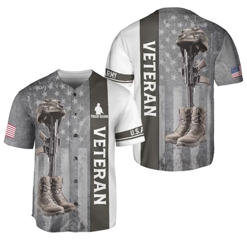 Custom US Army Baseball Jersey Personalized Military Veteran Shirt Veterans Pride American Flag Gifts Memorial Day (US, Alpha, X-Small, 5X-Large, Regular, Regular, BJ491)