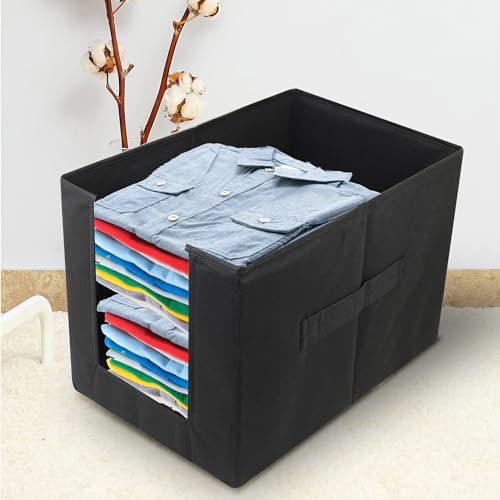 Image of Shirt Organizer with Front Seeing Window Foldable, Non-Woven Fabric, Shirt and Dress Stacker, Wardrobe Organizer (Pack of 4)