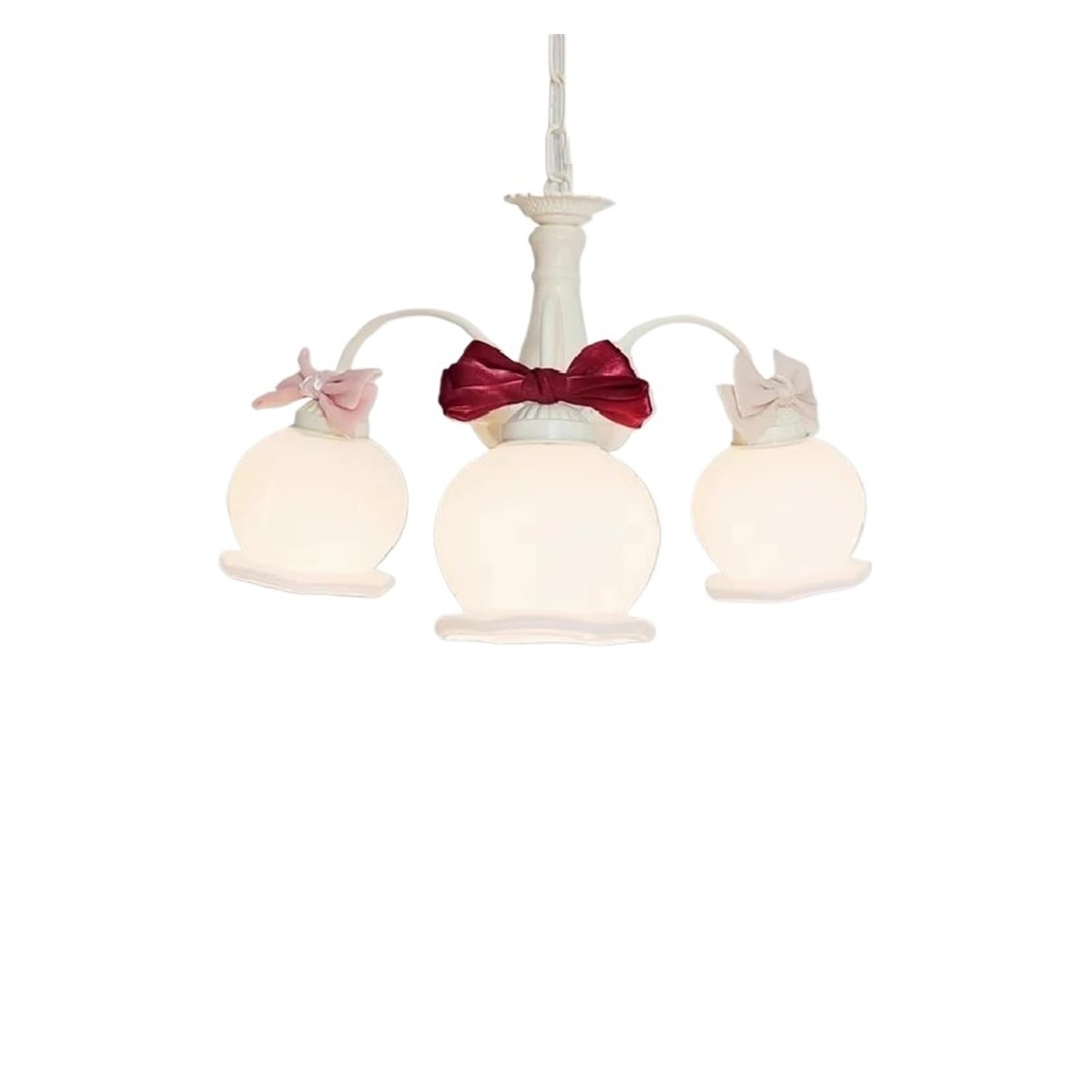 Chandelier, Sweet Princess Room Chandeliers Pink Bow Glass Lamps Modern Romantic Warm Children's Living Girl Bedroom Decor Chandelier(B 3 Light,RC)