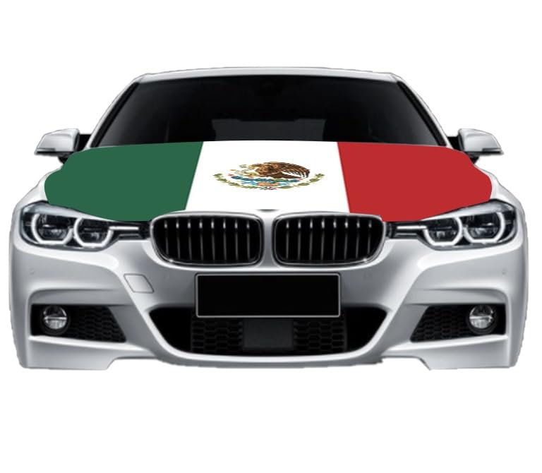 Car Hood Cover Country Flag Hood Cover Durable Weatherproof Universal Fit Car Cover for All Seasons Protection Custom Fit for Cars Trucks SUVs (Mexico