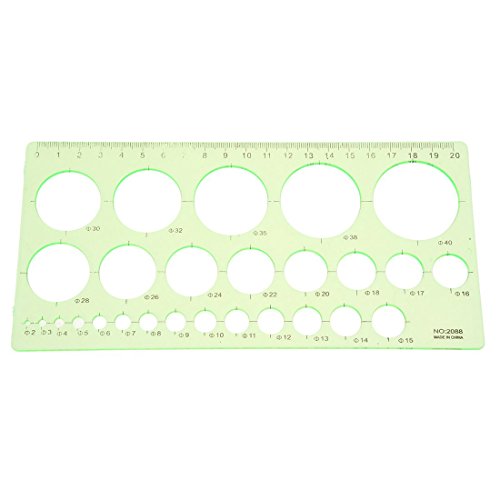 Senmubery Verde Regla de plantilla de circulo de dibujo forma rectangula de estudiantes de plastico Cover