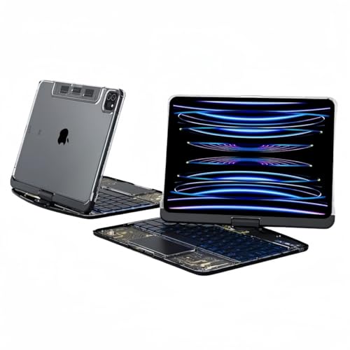 360x] iPad Pro 11 iPad Air 5 4 L[{[hP[X  NA 7FobNCgt ^b`pbht ܂肽 pxΉ @\ ̌^ L[{[h Jo[, 