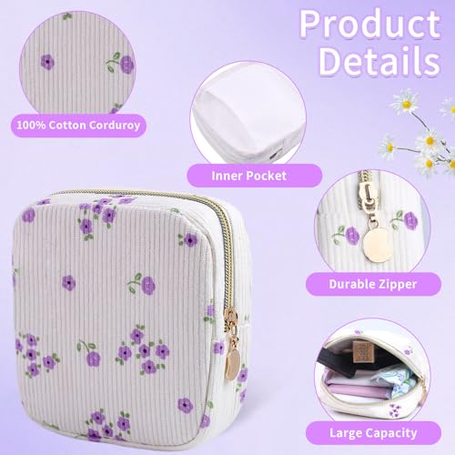 Image of 2-Pack Period Bag for Women Girls, Portable Corduroy Sanitary Napkin Storage Bag Period Pouch Small Discreet Menstrual Pouch, Sanitary Pads Bag Period Kits Tampons Holder for First Period