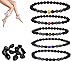 Produktbild WEFR 5 Pcs Anti-Swelling Black Obsidian Slimming Anklet, Energy Stone Anklet Adjustable Matte Retro Stylish Handmade Ankle Decoration (B)