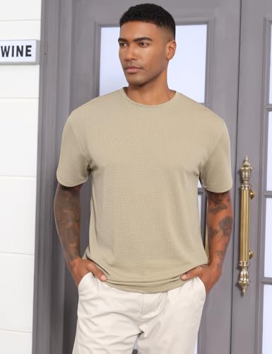 Men's Casual T-Shirts Knit Short Sleeve Crewneck Shirts Casual Stylish Knitted Pullover Tees Top3