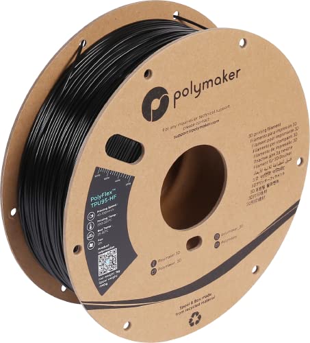 Image of Polymaker High Flow TPU Filament 1.75mm Black, Shore 95A Flexible Filament 1.75mm1kg - PolyFlex TPU95-HF 3D Printing TPU Filament 1.75mm Soft Flexible Filament