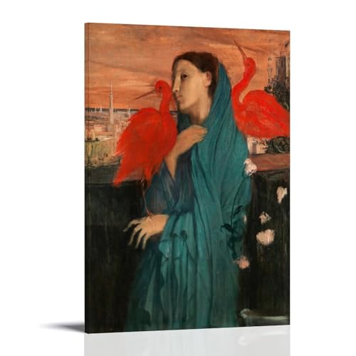 Toile Edgar Degas Jeune Femme aux Ibis avec cadre haut de gamme pour art mural élégant