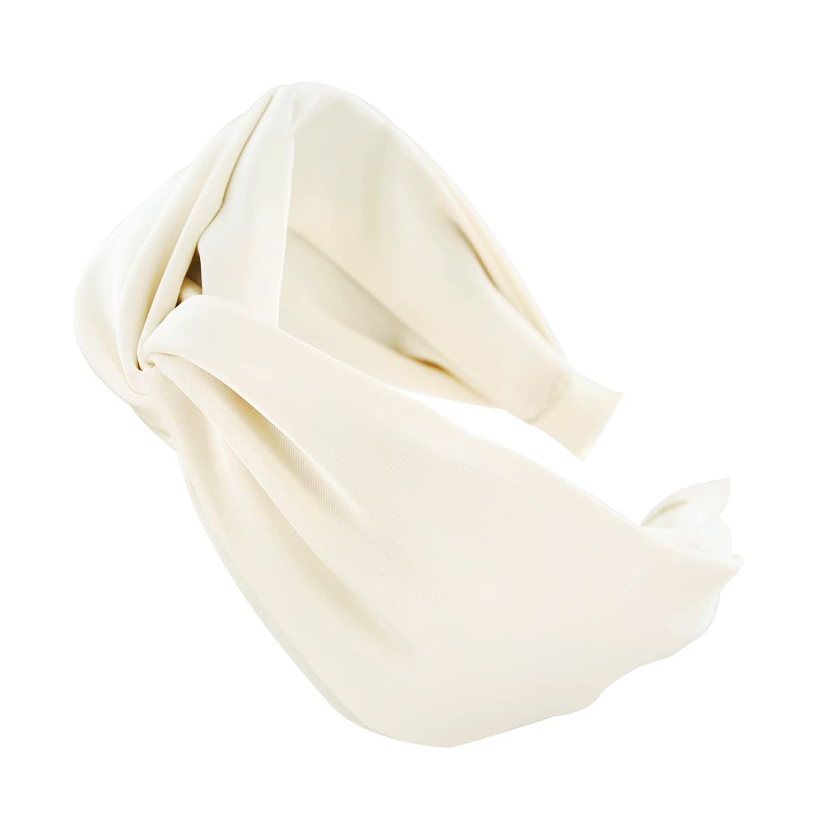 axy Wide Headband with Refined Knot - Satin Covered - Women's Headband Hair Accessories HRD3 (Cream White) - Image 2