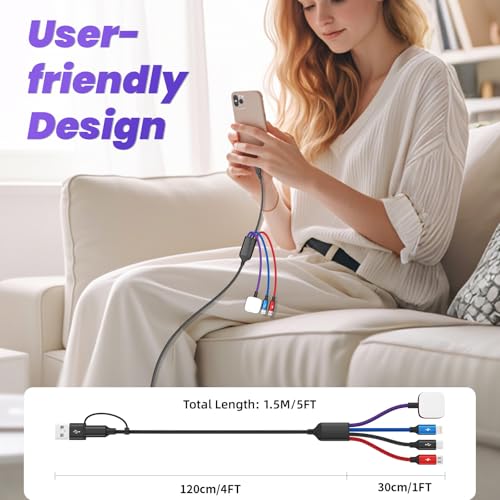 Image of Multi Charging Cable with iWatch Charger, 2 Pack 5FT Travel Essentials