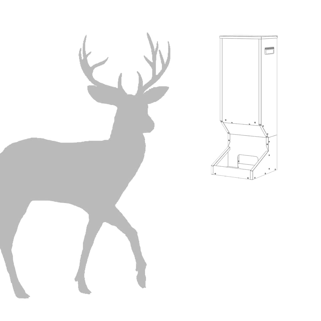 vidaXL Comedero para Ciervos Plateado 28 x 30 x 80 cm, Comedero Exterior para jardín y terraza, Accesorio Moderno en Acero para atraer Animales y Ciervos