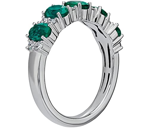 Jewelrygift 925 Sterling-Silver Solitaire Eternity Band Ring Created Emerald Gemstone New Style Western Design Bridal Chakra Healing Wedding Jewelry For Women Ring Us Ring Size : 7 #TOP1