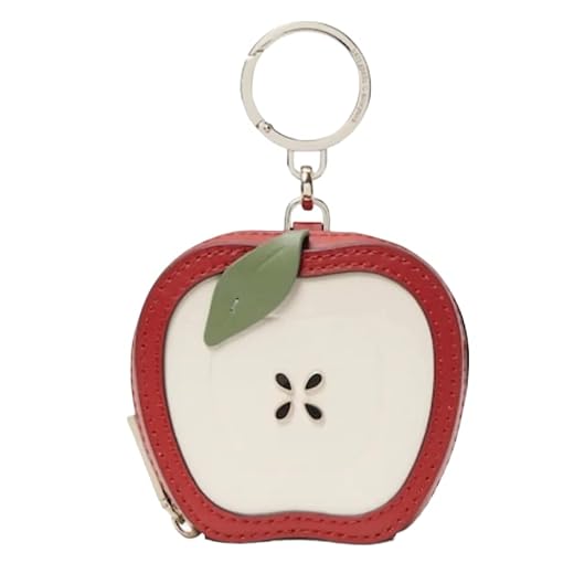 Kate Spade Honeycrisp Sliced Apple Coin Purse Key Ring Novelty Red Leather