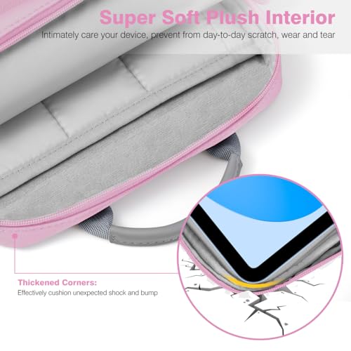 Image of Dadanism 9-11 Inch Tablet Sleeve Bag Carrying Case with Shoulder Strap for iPad (A16) 11 inch, iPad 10th Gen 10.9 inch, iPad Air M4 /Pro M5 11 inch, iPad 9 /8 /7th 10.2 inch, Galaxy Tab A11+ Plus 11 inch, Flowers Pink