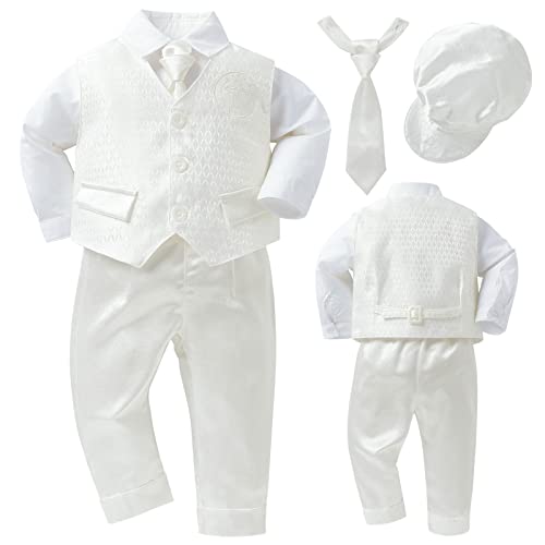 Booulfi Baptism Christening Outfits For Boys, White Baby Boy Suspenders Dress Shirt Suit Toddler Boy Christmas Outfit 0-3M #TOP19