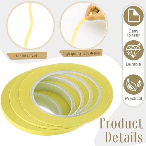 Image of Nezyo 6 Pcs Vinyl Pinstripe Tape Auto,Yellow,1 /16,1 /8, 1 /4 Inch